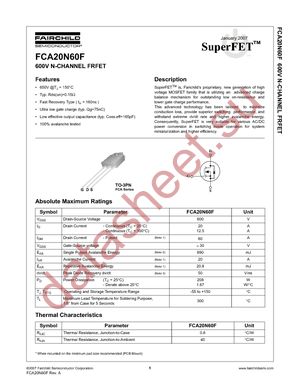 FCA20N60F datasheet  